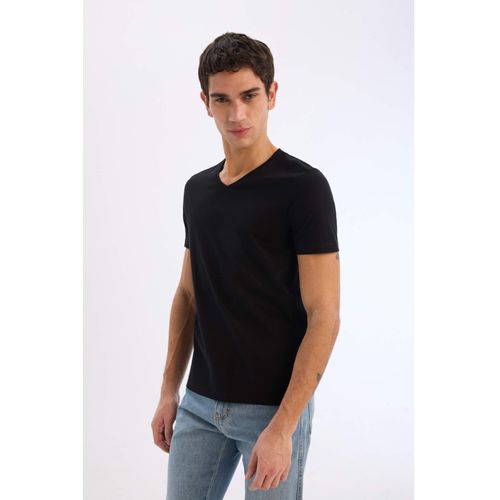 Slim Fit V Neck Basic Short Sleeve T-Shirt