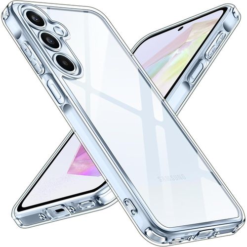 Anti-yellowing transparent case for Samsung Galaxy A55 5G shock-absorbing case made of silicone and polycarbonate.
