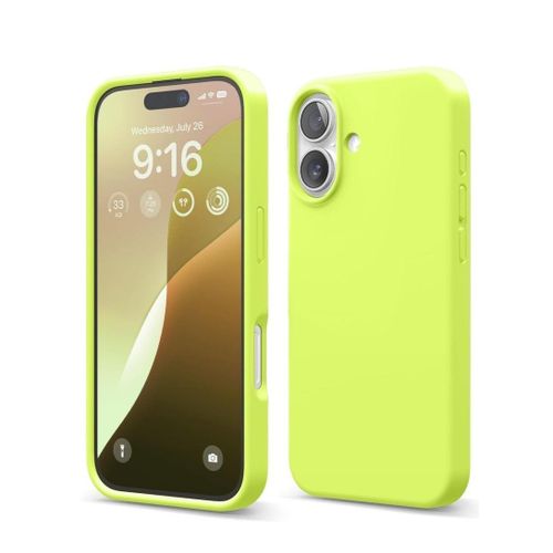 Compatible with iPhone 16 Case 6.1 Inch Slim Liquid Silicone 4 Layers Soft Gel Rubber Shockproof Protective Phone Case with Anti Scratch Microfiber Lining (Yellow)