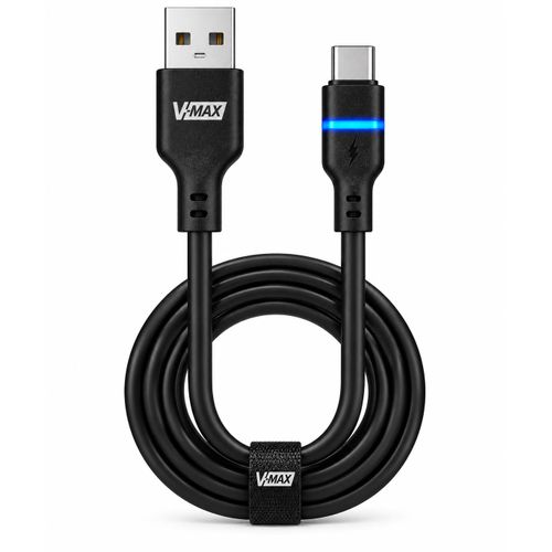 V-MAX B30 USB-A to Type-C Charging and Data Cable with Blue LED Light, 1 Meter