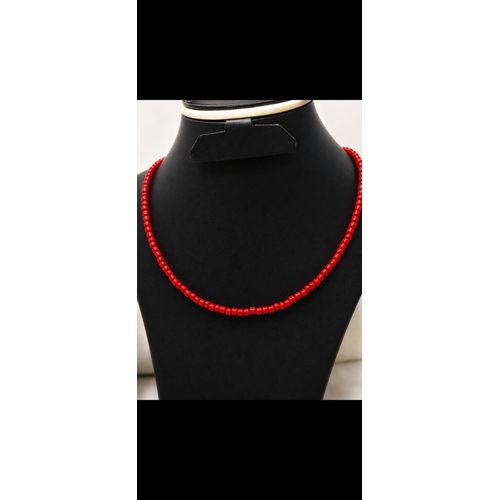 Handmade small red beads necklace resizable