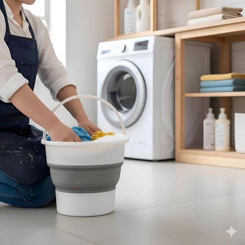 Foldable Bucket - Durable Silicone Solution for Compact Living, Perfect for Household Cleaning and Outdoor Tasks Foldable, High Quality, Multi-Use