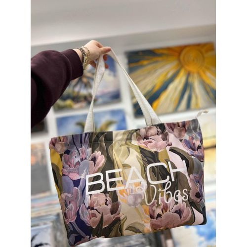 Waterproof Beach Tote Bag with a make-up Clutch Bag - Large Gabardine Beach Bag with High-Quality Double Sided Printing-Perfect For Travel and Summer Vacations