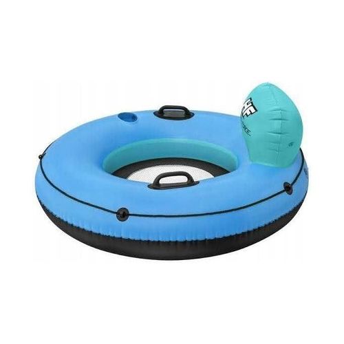 Inflatable River Tube with Backrest, 120 cm, Blue and Turquoise, Heavy-Duty Design with Handles