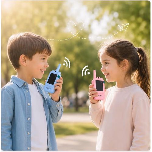 Kids Video Communication Toy Set (2 Pack), Real-Time Face-to-Face Video Chat with LCD Screen & Front Camera, No WiFi or SIM Required, USB Rechargeable, Indoor & Outdoor Adventure Toy, Perfect Gift for Boys & Girls Ages 3-12, Blue & Pink