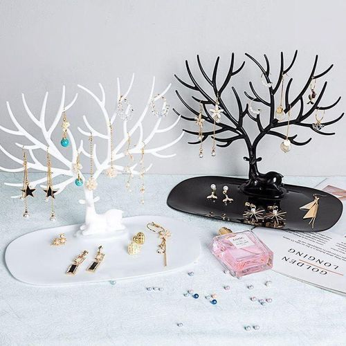 Tree Shape Jewelry Holder for Necklace Storage Plastic Jewelry Display Stand for Earrings Bracelets Necklaces Jewelry Display Tray