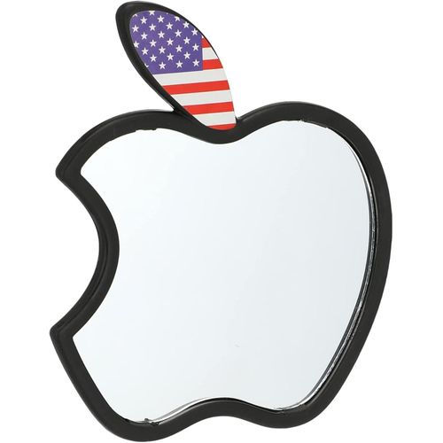 Decorative apple-shaped mirror – black frame with American flag design – car mirror or