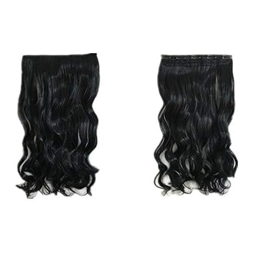 Long Wavy Synthetic Hair Extension With 5 Clips, Black