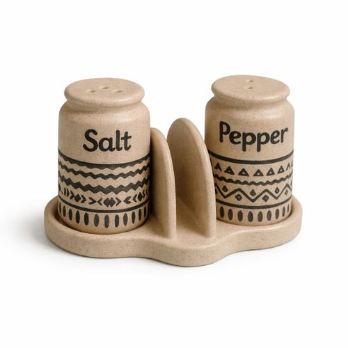 Elegant ceramic salt and pepper shaker set with stand stylish color with modern patterns