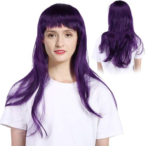 Long, Elegant Purple Women's Wig, Made Of Soft, Heat-resistant Fiber, For Everyday Use, A Change Of Look, And Parties.