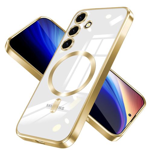 Clear MagSafe-Compatible TPU Case and Camera Lens Protector for Samsung Galaxy A14 - Gold