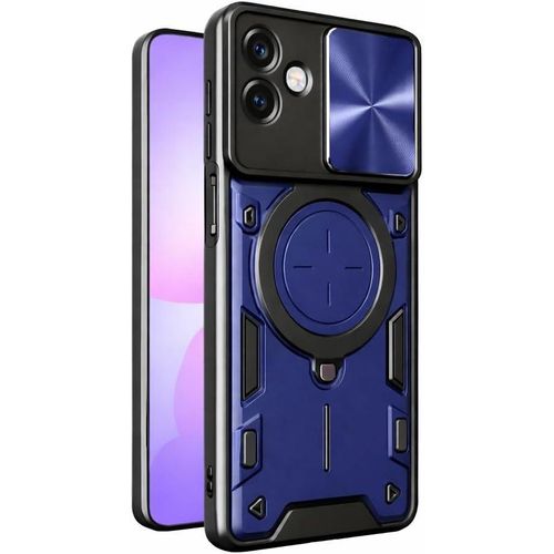 جولدن ماسك سامسونج جالاكسي اية 07 Samsung Galaxy A07 جراب حماية مع باب جرار لحماية عدسة الكاميرا المدرعة مدمج بزاوية 360 درجة ازرق