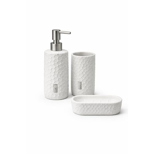 Luxury Rhinestone 3-Piece Porcelain Bathroom Set – Soap Dispenser + Brush Holder + Soap Dish