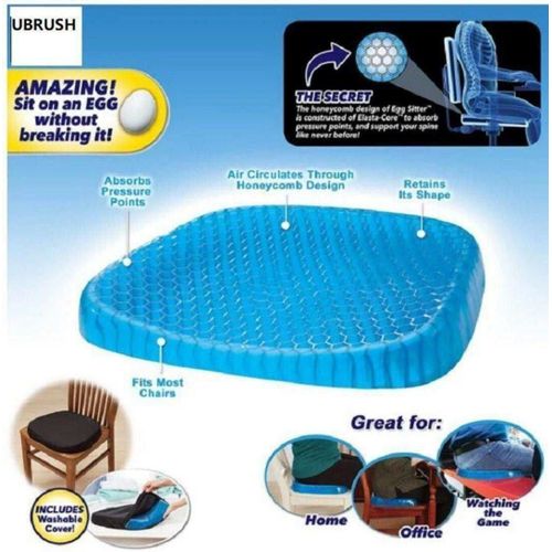 وسادة مقعد طبية من السيليكون - وسادة دعم للمكتب والسيارة والمنزل وتخفيف آلام الظهر وسادة مريحة مزودة بغطاء واقي مقاس 35 في 40 في 3 سم