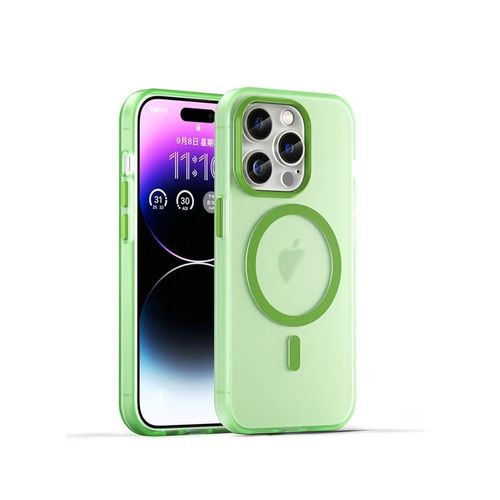 Drop-resistant reinforced plastic back cover compatible with the iPhone 15 Pro – Green