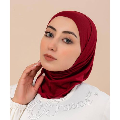 Stylish Casual Hijab Lycra 2 Pieces Dark Red