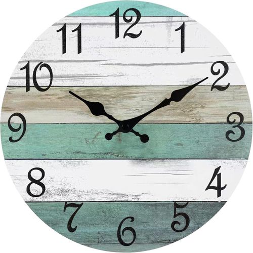 Wall Clock,10 Inch Silent Non Ticking Wall Clocks Battery Operated, Teal Turquoise Rustic Clock Decorative for Kitchen Bathroom Bedroom Living Room(Bronze White)