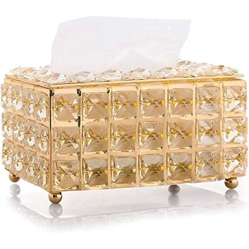 Tissue Case Storage Box Shinning Gold Crystal Paper Container
