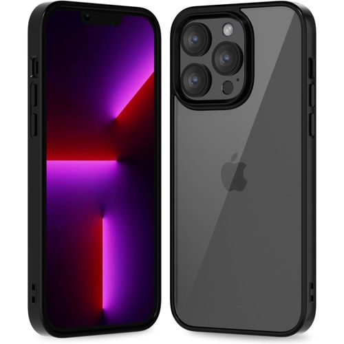 جراب حماية شفاف رفيع وصلب وخفيف الوزن مصنوع من مواد متعددة من البلاستيك ومطاط السيليكون الناعم والأكريليك مقاوم للاصفرار لموبايل آيفون 13 برو ماكس للنساء من اوكسكو، لون أسود