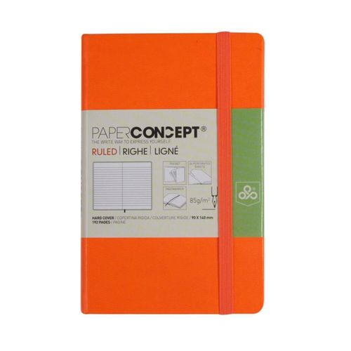 PAPER CONCEPT Hard Cover Executive Notebook - Fluo Colors - 14 x 9 cm - Orange