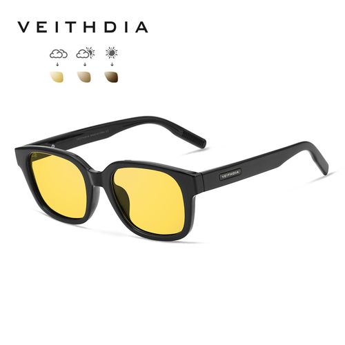 Modern Polarized Wayfarer Sunglasses – Black Frame with Photochromic Yellow Lenses for Men And Women