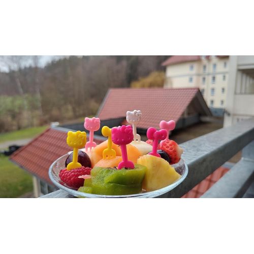 10 Pcs Food Fruit Forks for Kids, Mini Cute Bow Tie Animals Little Forks, Cartoon Fruit Food Toothpicks for Dessert Party Decor, Food Fruit Forks for Toddler (10)