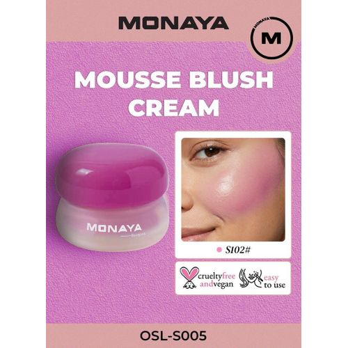 S005 Mousse Blush Cream,Lightweight, Makeup for Natural Glow, Lip & Cheek Tint, Makeup Essential – 4g Each
