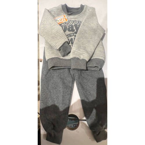 printed cotton long sleeves sweater/pants pajama suit for newborn-grey/1y