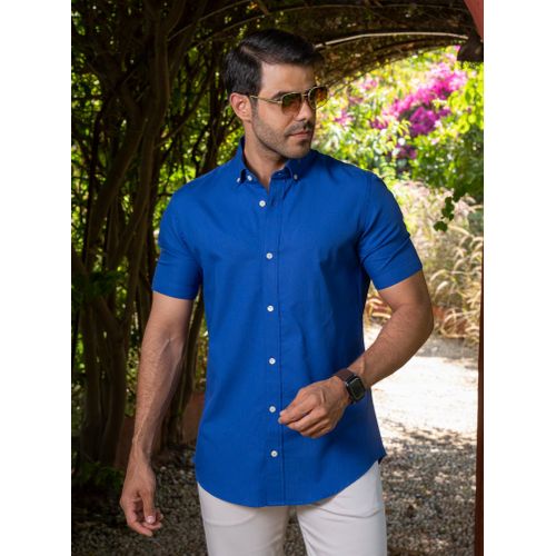 Short Sleeve Royal Oxford Shirt - Pepsi Blue