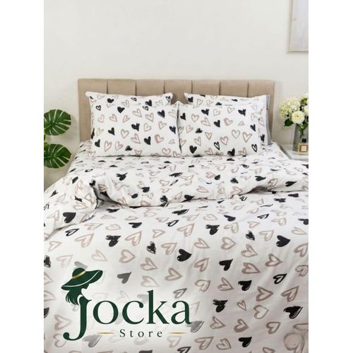 Premium 100% Cotton Patterned Duvet Cover Set, 3 Pieces - Doodle Heart 240 * 240 cm