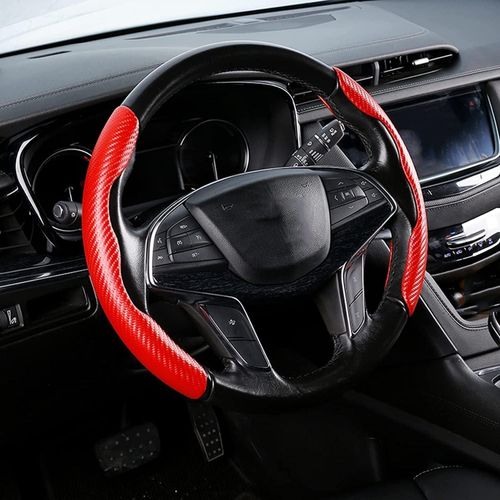 Carbon Fiber Steering Wheel Hoop Cover - Carbon Red - 2 Piece.
