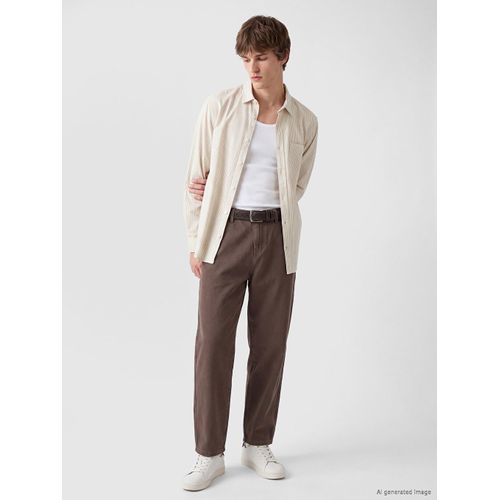 Regular Fit Striped Poplin Men's Shirt