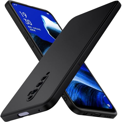 Black matte pod for Oppo Reno2 Z/Oppo Reno 2Z/Oppo Reno2 F/Oppo Reno 2F with camera protection, ultra-thin protective pouch made of TPU-resistant and soft silicone shockproof and anti-scratch material