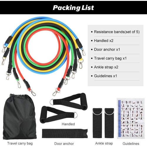 Generic Resistance Fitness Home 11-Piece Fitness Workout Straps Set Multifunctional Elastic Pull Rope Fitness Workout Straps for Home Workout, Therapeutic