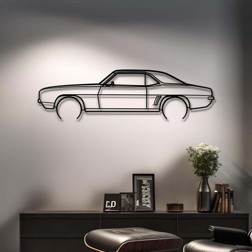 Giftaty Muscle Style Vehicle Silhouette Wall Art – Automotive Decor for Car & Moto Lovers – Modern Garage, Man Cave, Office & Home Decoration – Unique Gift for Enthusiasts (1969 Camaro, XS)