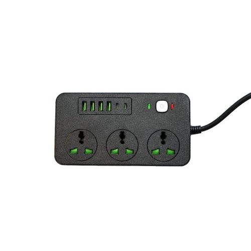 Power Socket with 3 Universal AC Outlets and 6 USB Ports - 3000W 10A - PD Fast Charge 18W - QC 3.0 - USB-A 2.4A - 110-240V Universal - PC Flame Retardant - Multi-Port