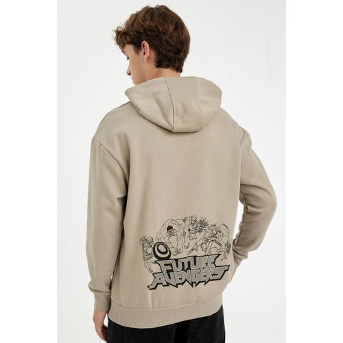 Man Hooded Boxy Fit Sweat Shirt - Lt.Khaki