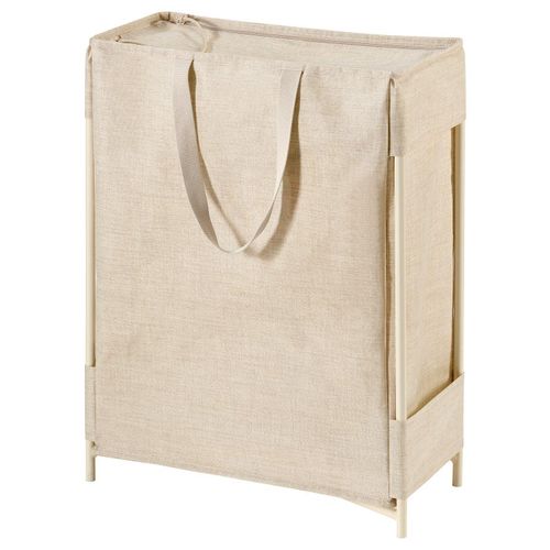Laundry bag with stand PURRPINGLA laundry sorter, beige, with 2 compartments, foldable handles, metal frame.