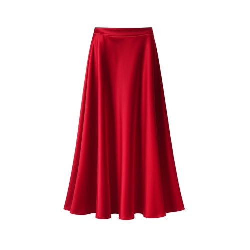 Women's red long skirt, cloche design, soft fabric, suitable for formal and casual occasions
