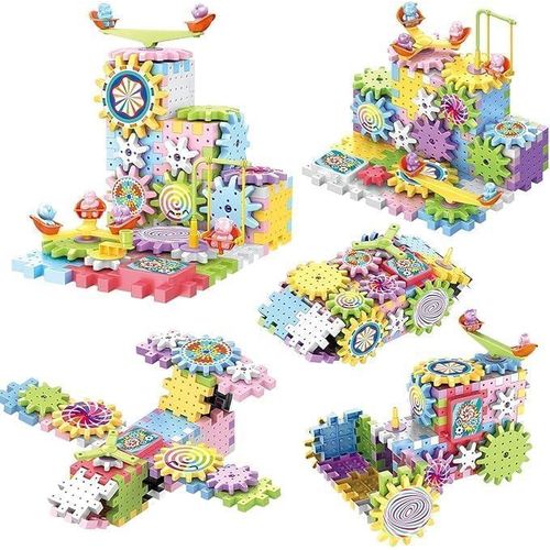 Mechanical Gear Blocks Building Blocks Set Colorful Interlocking Gears Educational Toy for Kids, Promotes Creativity and Fine Motor Skills 83 Pieces