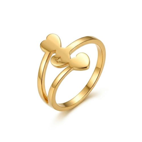 Women's Ring Stainless Steel Color Change Resistant Gold Color Size 19 Perfect Gift for Ladies and Girls (Three Hearts)