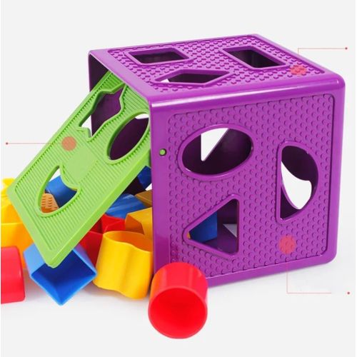 Kids Educational Cube Toy Multicolor Plastic with Various Geometry Shapes Motor and Cognitive Skills Suitable for Toddlers