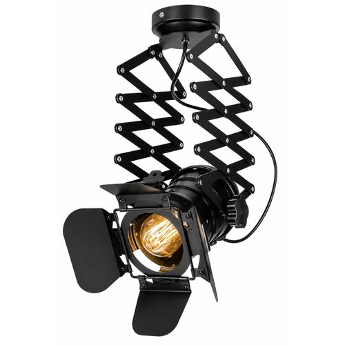 Modern Adjustable Scissor Arm Spotlight – Black Industrial Wall/Ceiling Light – Extendable 30–85 cm – 31 cm Width Mishkah Light