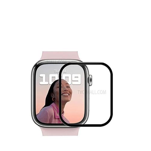 Tempered Glass Film Ultra-Than Anti-Scratch Screen Protector for Apple Watch-iWatch Series 7 (45mm, Transparent with Black Frame)
