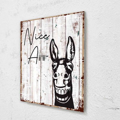 akeke Funny Bathroom Pictures for Wall, Donkey Minimalist Wall Art Bathroom Prints, Fun Guest Bathroom Wood Wall Art Decor, Funny Bathroom Gifts for Women, Funny Message Saying Cafe Bar Bathroom Decor