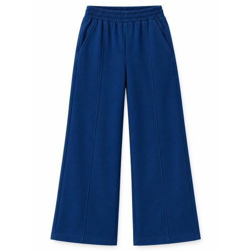 Girl's Wide-Leg Pants, French Terry Sweatpants with Elastic Waist