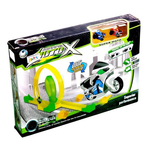 MotoX 360 Spinning Track with 2 Race Blue & Orange Motorcycles - SP688-28