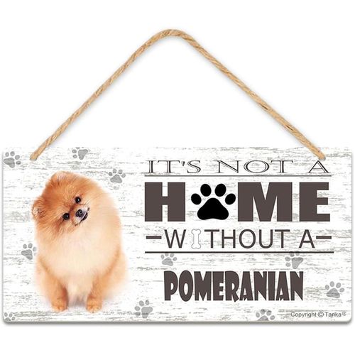 It's Not A Home Without Pomeranian Retro Wooden Public Decorative Hanging Sign for Home Door Fence Vintage Wall Plaques Decoration(5x10Inches)