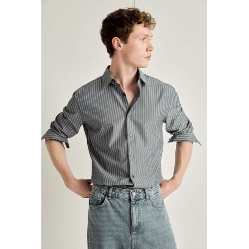 Modern Fit Striped Linen Blended Shirt
