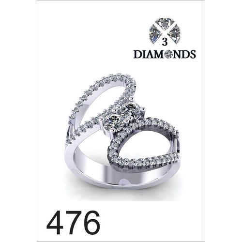 Platinum Plated Ring for Women with Zircon Stone - Silver